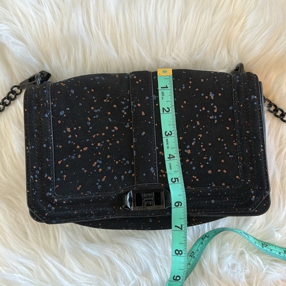 Rebecca Minkoff Love Crossbody In Black Splatter Suede - Picture 15 of 16